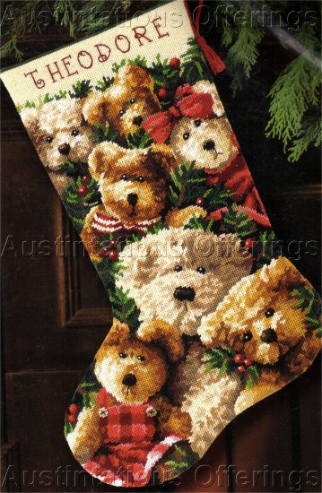 CHRISTMAS TEDDY BEARS NEEDLEPOINT STOCKING KIT HOLIDAY TEDDIES