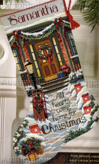 JACKINS GOLD COLLECTION CROSS STITCH KIT STOCKING ALL HEARTS COME HOME