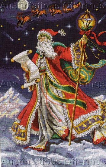 SANTA'S MAGICAL MIDNIGHT RIDE CHRISTMAS CROSS STITCH STOCKING KIT