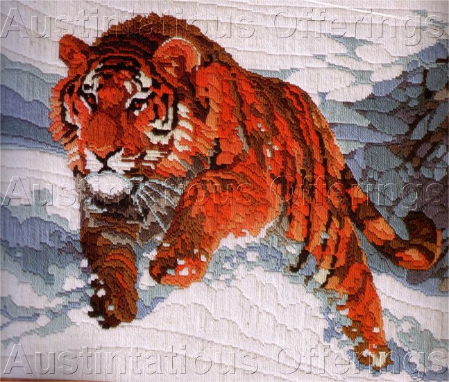 HARD TO FIND ROGER REINARDY WILDLIFE LONGSTITCH NEEDLEPOINT KIT SNOW TIGER