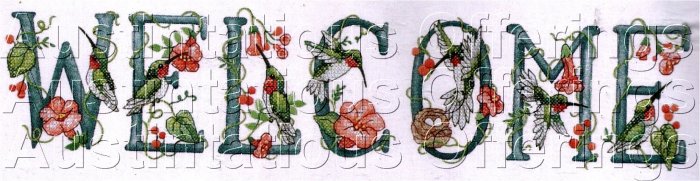 HUMMINGBIRD FLORAL WELCOME SAMPLER STAMPED CROSS STITCH KIT
