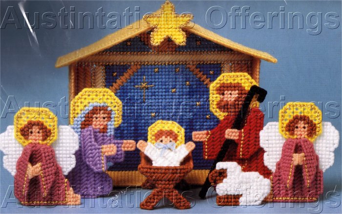 HARD TO FIND BIRTH OF CHRIST PLASTIC CANVAS NEEDLE POINT KIT NATIVITY SCENE
