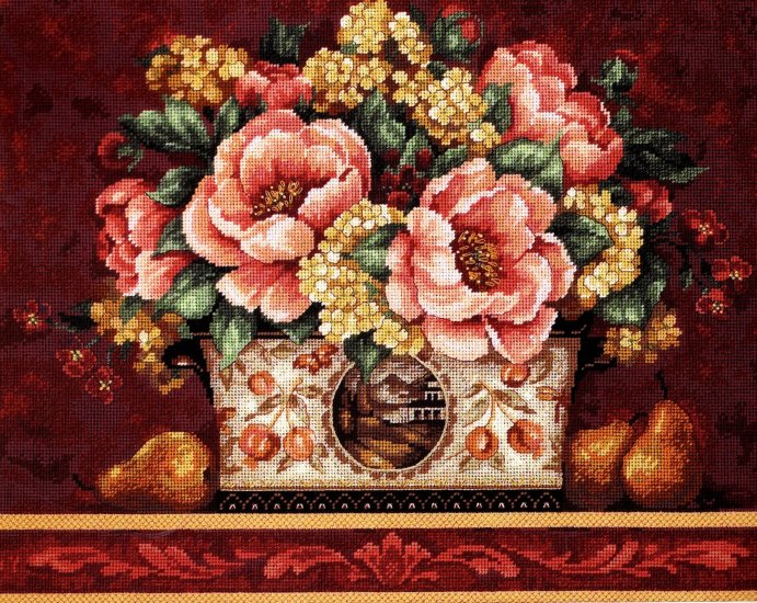 PAMELA GLADDING PEONY HYDRANGEA FLORAL TAPESTRY NEEDLEPOINT KIT