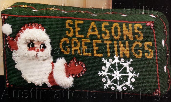 SANTA SEASON GREETING BRICK DOORSTOP NEEDLEPOINT KIT