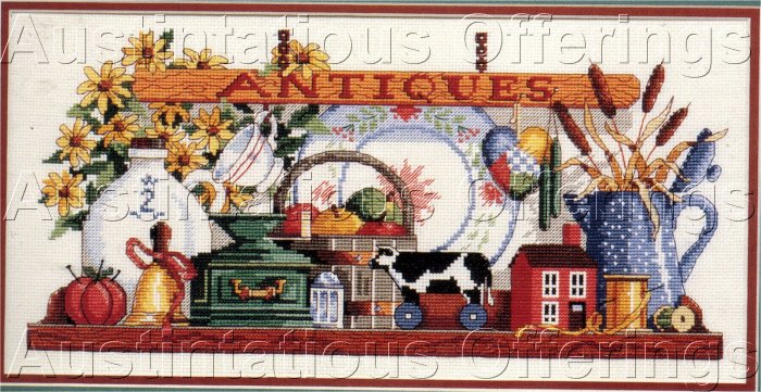 RARE COUNTRY TREASURES LEWIS JOHNSON CROSS STITCH KIT KITCHEN ANTIQUES