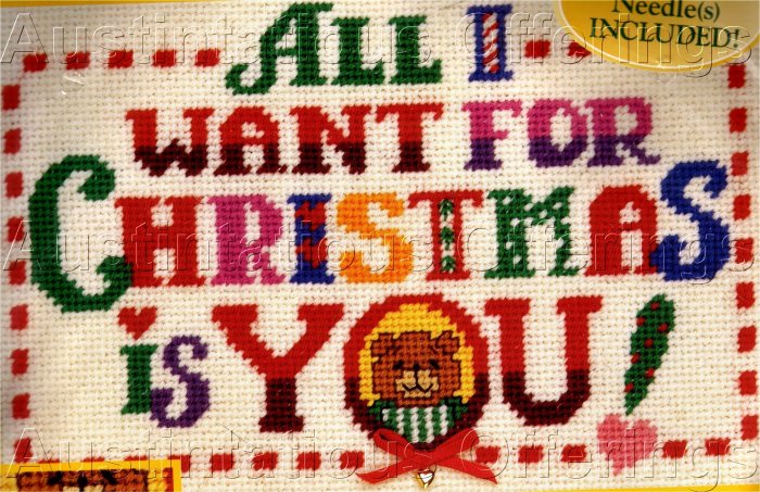 RARE LINDA GILLUM CHRISTMAS NEEDLEPOINT SAMPLER PICTURE / PILLOW KIT