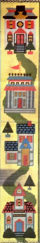 RARE VICTORIAN HOMES BELLPULL NEEDLEPOINT KIT BRIGHT & CHEERY MAINSTREET HOUSES