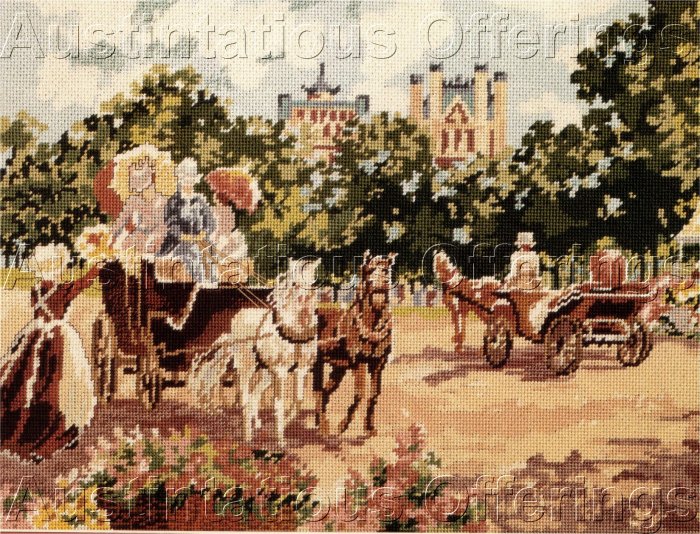 RARE SUMMER PARK WYATT VICTORIAN CARRIAGE RIDE NEEDLEPOINT KIT HORSE & BUGGY