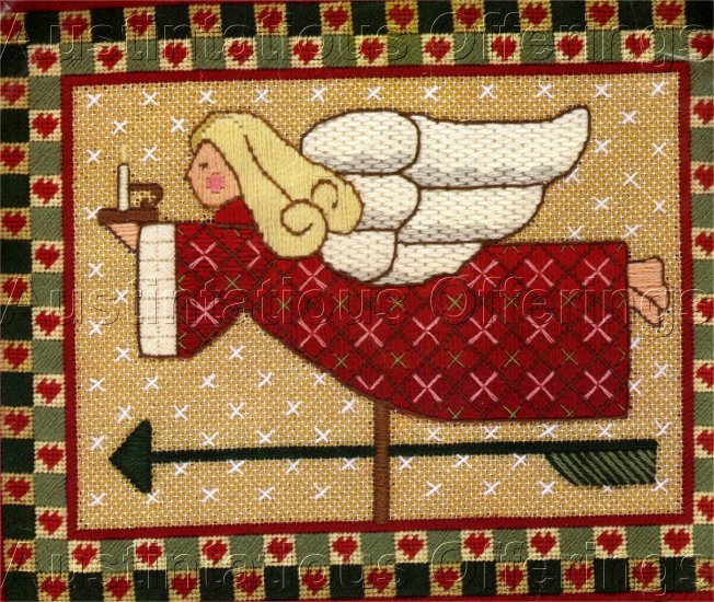 RARE KEVIN BURGESS CHRISTMAS FOLK ART ANGEL NEEDLEPOINT KIT