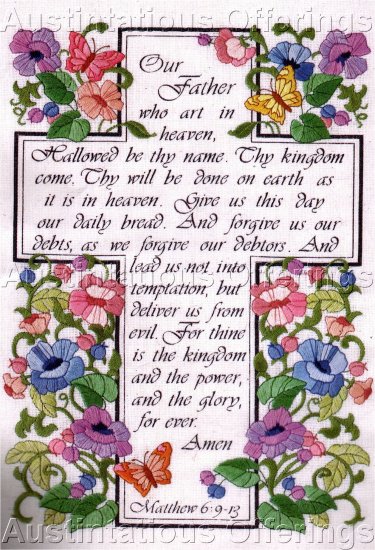 HARD TO FIND INSPIRATIONAL CREWEL EMBROIDERY KIT LORDS PRAYER
