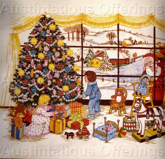 RARE VERES CHRISTMAS MORNING CREWEL EMBROIDERY KIT WINDOW WATCHING