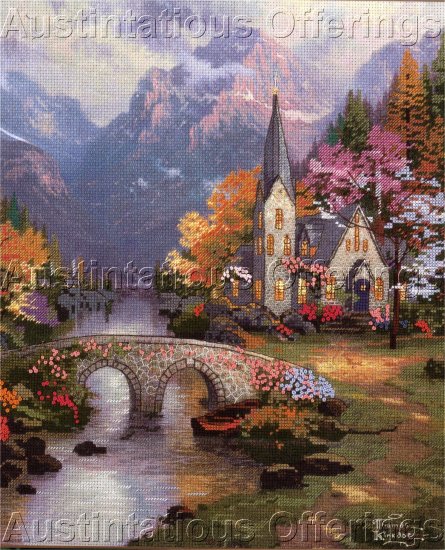 THOMAS KINKADE EMBELLISHED CROSS STITCH KIT LAMPLIGHT BROOKE 50837