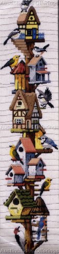 RARE BIRD HOUSE NEIGHBORHOOD NEEDLEPOINT LONGSTITCH KIT REINARDY