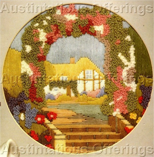 RARE SUMMER COTTAGE ARBOR LONGSTITCH NEEDLEPOINT KIT TEXTURED FLORALS