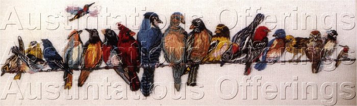 RARE WENDY WEGNER BIRD CHORUSLINE CREWEL EMBROIDERY KIT SONGBIRDS