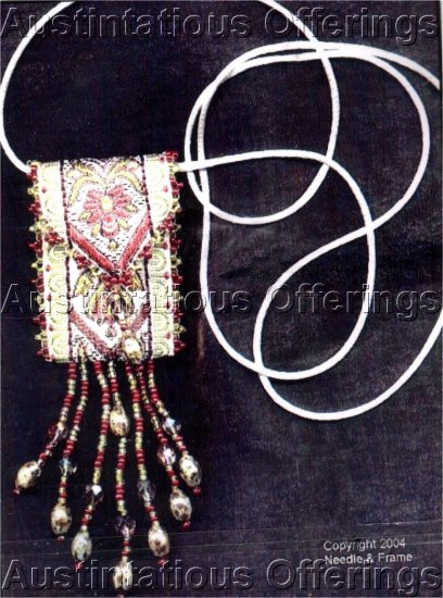 SAGE BEADED RIBBON NECKLACE WITH CORD CHAIN