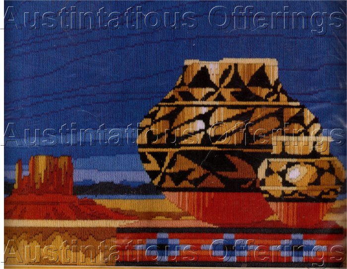 RARE SOUTHWEST POTTERY LONGSTITCH NEEDLEPOINT KIT REINARDY PUEBLO STILL LIFE