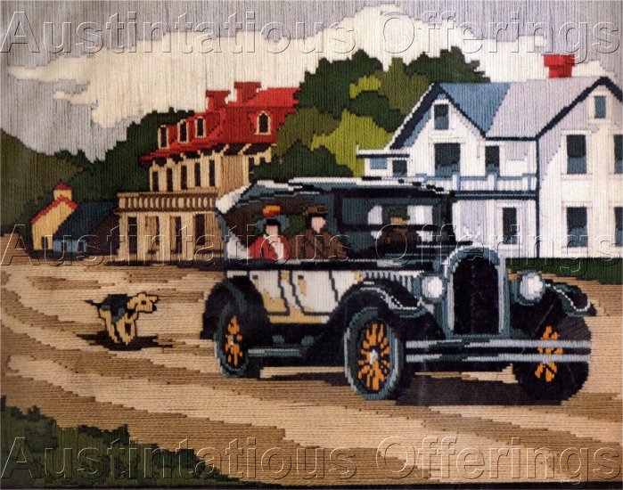 RARE ANTIQUE CAR LONGSTITCH NEEDLEPOINT KIT VINTAGE CHRYSLER