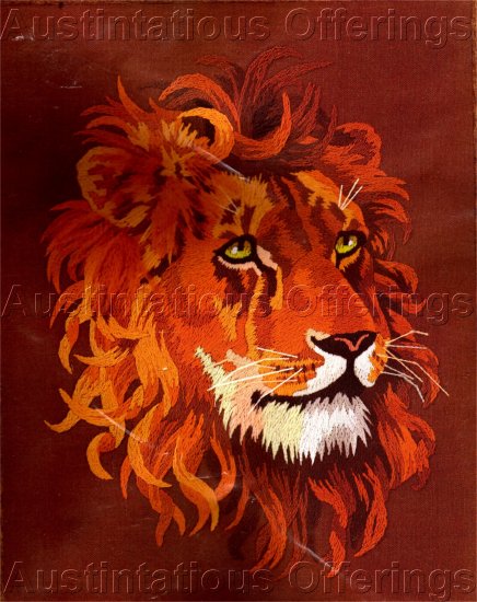 RARE AFRICAN PLAINS LION CREWEL EMBROIDERY KIT BIG CAT KING OF BEASTS