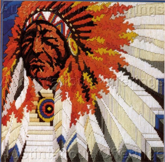 RARE NATIVE AMERICAN CHIEF LONGSTITCH NEEDLEPOINT KIT NOBLE LEADER