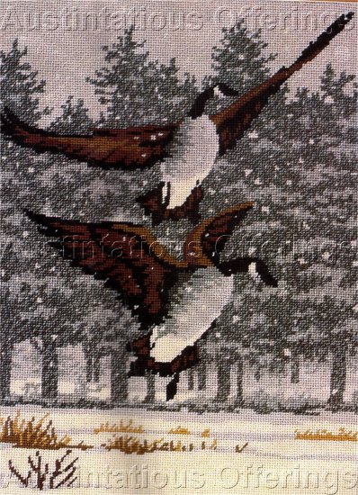RARE REINDARY WINTER WATERFOWL NEEDLEPOINT KIT CANADA GEESE IN FLIGHT