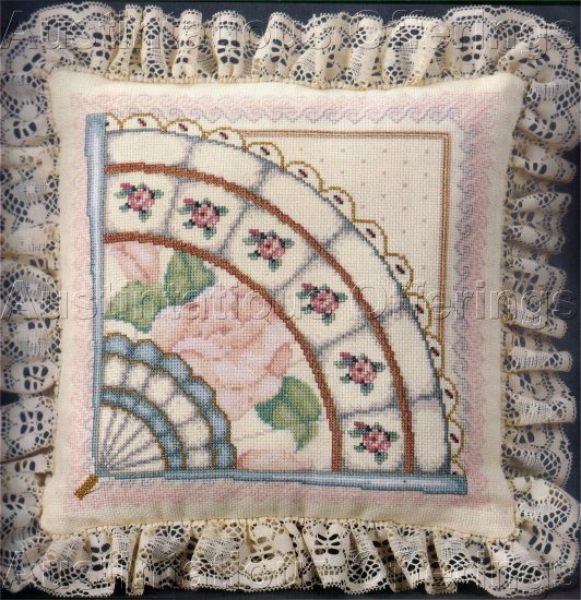 RARE WILLIAMS MILADY'S VICTORIAN FAN CROSS STITCH PILLOW KIT