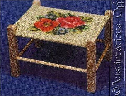 VINYL WICKER FOOTSTOOL FLORALCROSS STITCH KIT PAINTABLE
