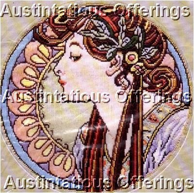 RARE ART NOUVEAU LONGSTITCH NEEDLEPOINT KIT MUCHA WITH LAUREL