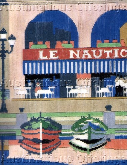 RARE BRIGGS LONGSTITCH NEEDLEPOINT KIT TRAVEL POSTER SEASIDE CAFE ANCHOR WOOLS