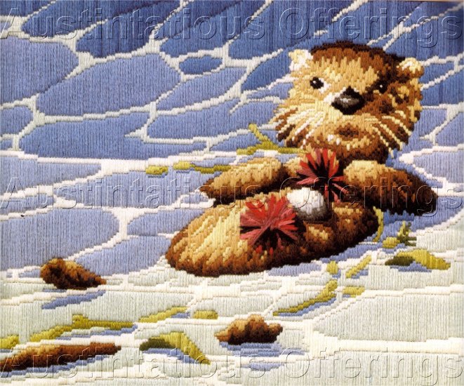 RARE REINARDY OCEAN MAMMAL PORTRAIT LONGSTITCH NEEDLEPOINT KIT SEA OTTER
