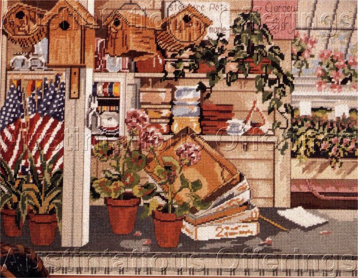 RARE SLOANE GARDENER'S SHED NEEDLEPOINT KIT HOBBY GREENHOUSE