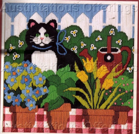 RARE CAT LONGSTITCH NEEDLEPOINT KIT SPRING GARDEN KITTY