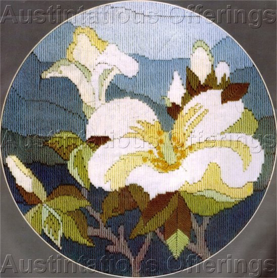 RARE ANCHOR WOOL FLORAL LONGSTITCH NEEDLEPOINT KIT MAGNOLIA BLOSSOM SEMCO