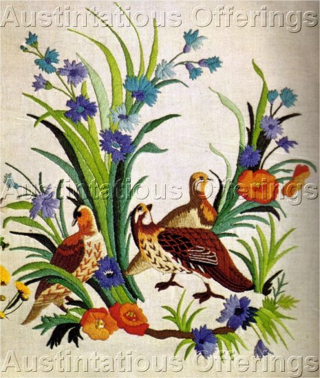 RARE WILSON BIRD CREWEL EMBROIDERY KIT BELGIAN LINEN QUAIL