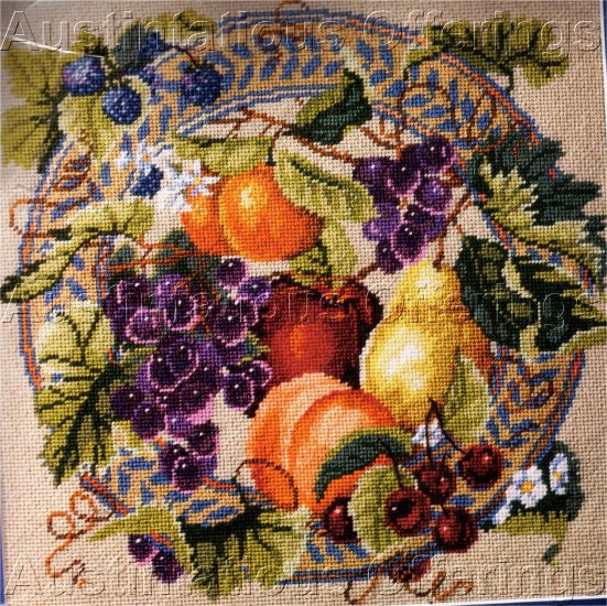 RARE BAATZ SUMMER FRUIT HARVEST PLATE NEEDLEPOINT PILLOW KIT