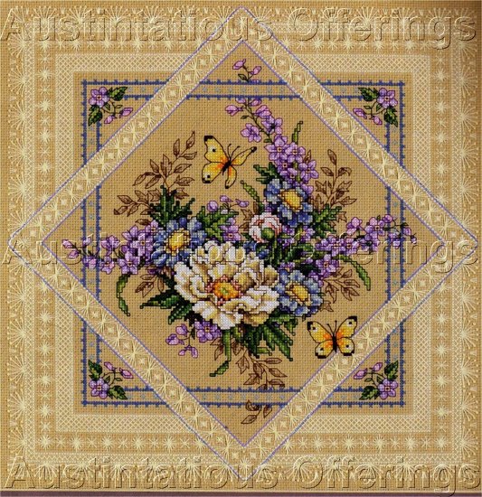 SANDY ORTON SPRING EASTER FLORAL LACE CROSS STITCH KIT STUNNING BORDERS