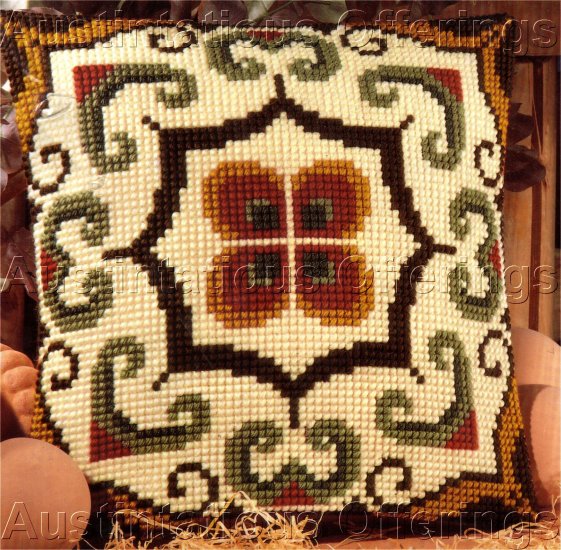 CLASSIC TAPESTRY SCROLLS LARGE COUNT NEEDLEPOINT PILLOW KIT