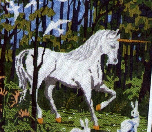 NEEDLEPOINT KIT FOREST UNICORN BIRD RABBIT