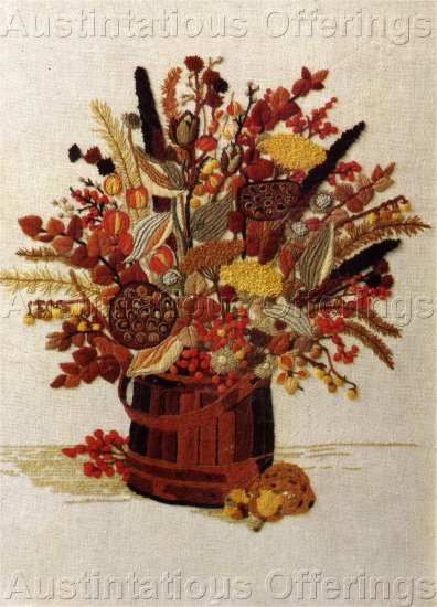 RARE VINTAGE FLORAL CREWEL EMBROIDERY KIT