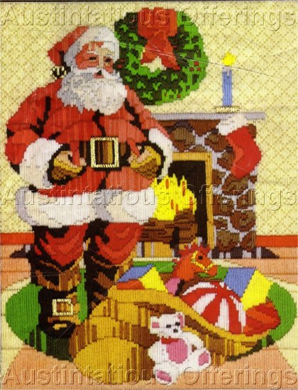 RARE REINARDY HOLIDAY LONGSTITCH NEEDLEPOINT KIT SANTA BY THE FIRE