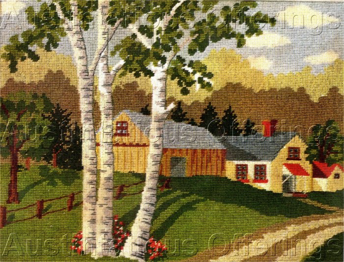 RARE BIRCH TREES FARM WOOL NEEDLEPOINT KIT COUNTRY SUMMER