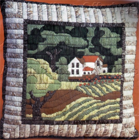 RARE FOLK ART FARM LONGSTITCH NEEDLEPOINT PILLOW KIT