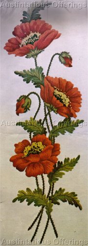 RARE VERES FLORAL STUDY CREWEL EMBROIDERY KIT BLAZING POPPY