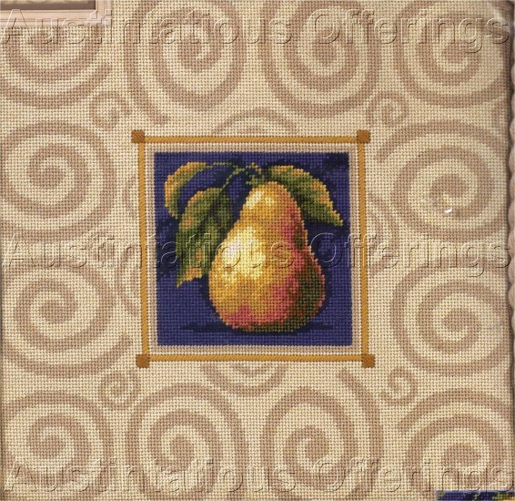 CLASSIC FRUIT STUDY NEEDLEPOINT KIT PILLOW ELEGANT PEAR