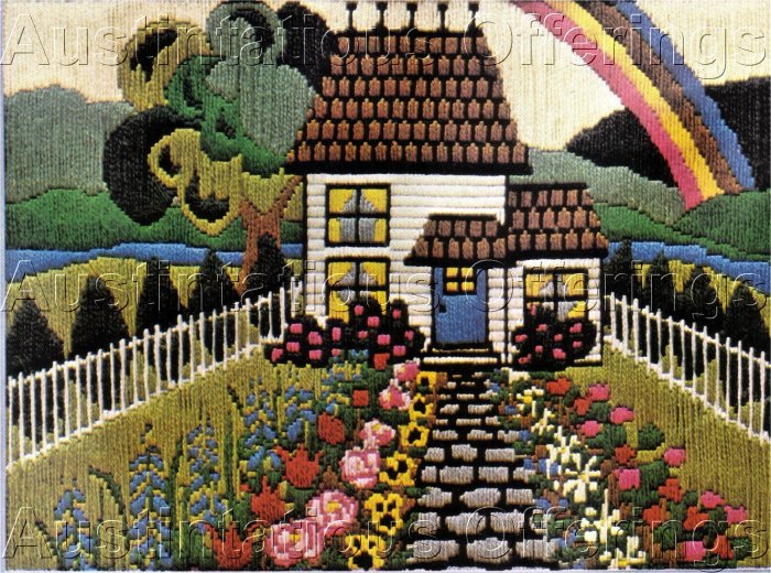 RARE VICTORIAN HOUSE & GARDEN PATH LONGSTITCH NEEDLEPOINT KIT