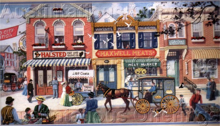 RARE HIMSWORTH FOLK ART CREWEL EMBROIDERY KIT VICTORIAN STREET SCENE
