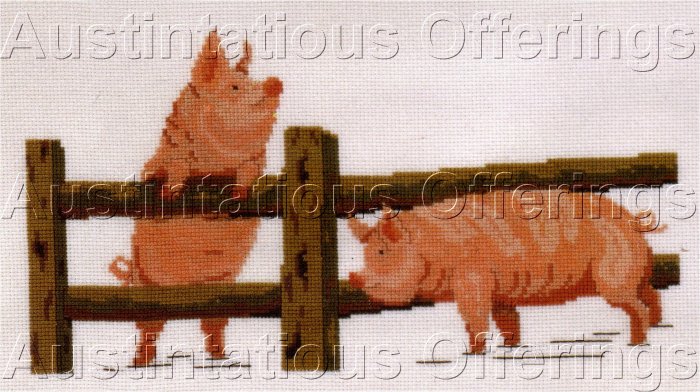 HARD TO FIND ELIZABETH STUART DESIGNS PIG CROSS STITCH KIT FARM ANIMALS PIGS