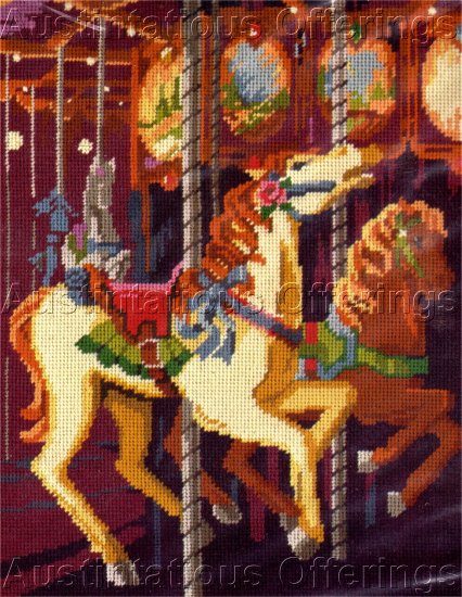 RARE EILEEN VIOLET CAROUSEL HORSE MERRY GO ROUND NEEDLEPOINT KIT