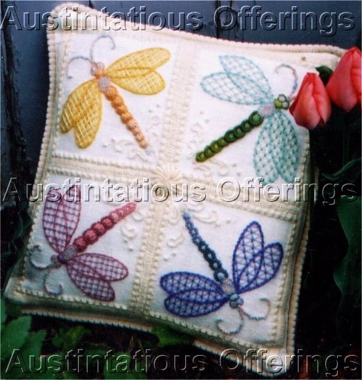 BARRANI DRAGONFLIES CREWEL EMBROIDERY SAMPLER PILLOW KIT