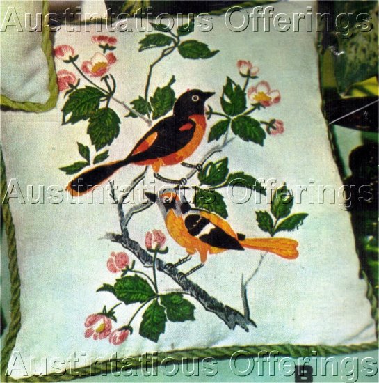 ORIOLES CREWEL EMBROIDERY PILLOW KIT
